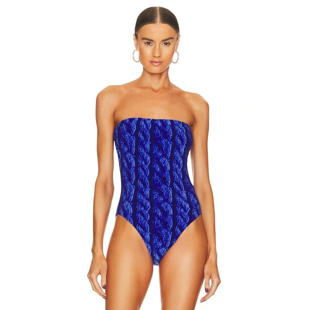 Norma Kamali Bishop One Piece Swim Suit Bodysuit Cobalt Blue Womens Size Medium